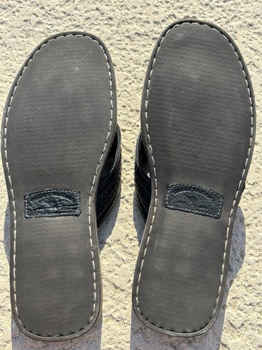 Tommy Bahama Mens Anchors Away Leather Flip Flops Sandals Braided Black Size 11 - Picture 8 of 8