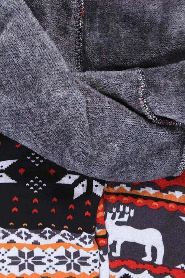 Leggings para mujer suaves y elásticos forrados de vellón, estampado de copo de nieve, reno Foto 3 de 3