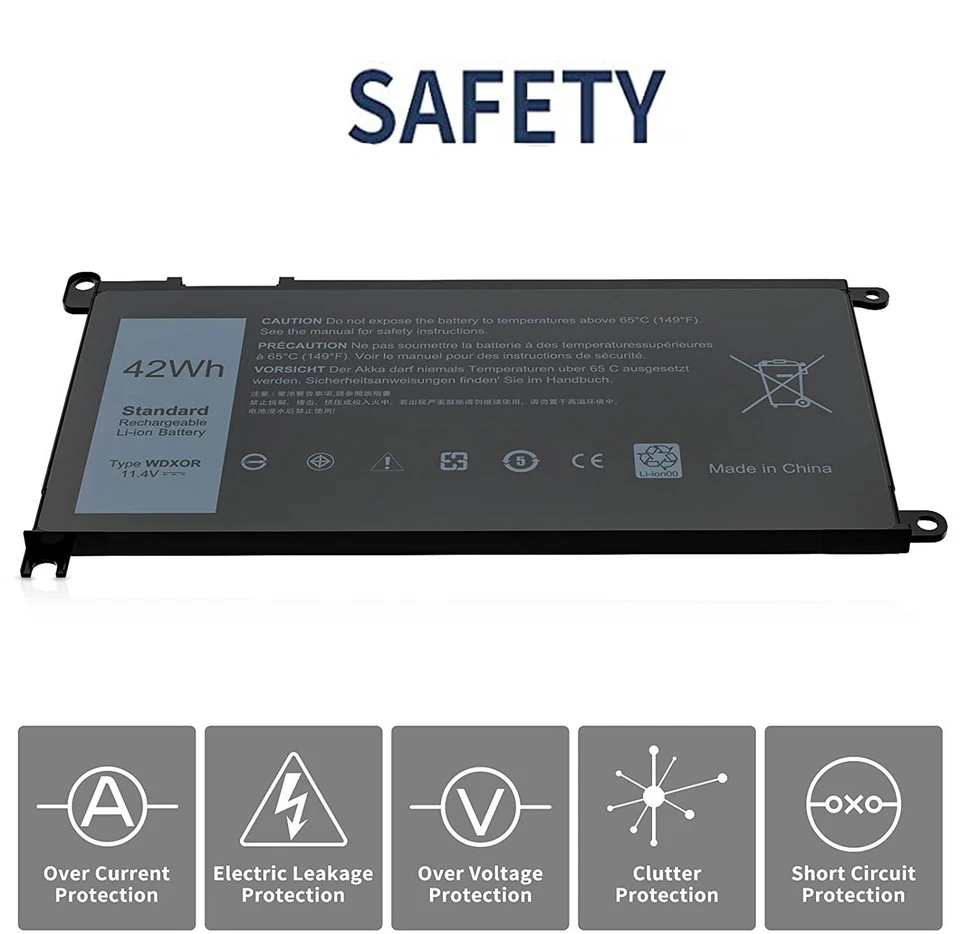 Аккумулятор WDX0R WDXOR для Dell Inspiron 4 ячейки 42 Втч 15 5567 5568 13 5368 7368 7569 - Изображение 3 из 4