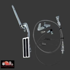 Polished Aluminum Throttle Gas Pedal Assembly Cable Bracket Universal Street Rod