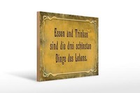 Holzschild Spruch 40X30 Cm Essen Trinken 3 SchöNste Dinge Deko Schild