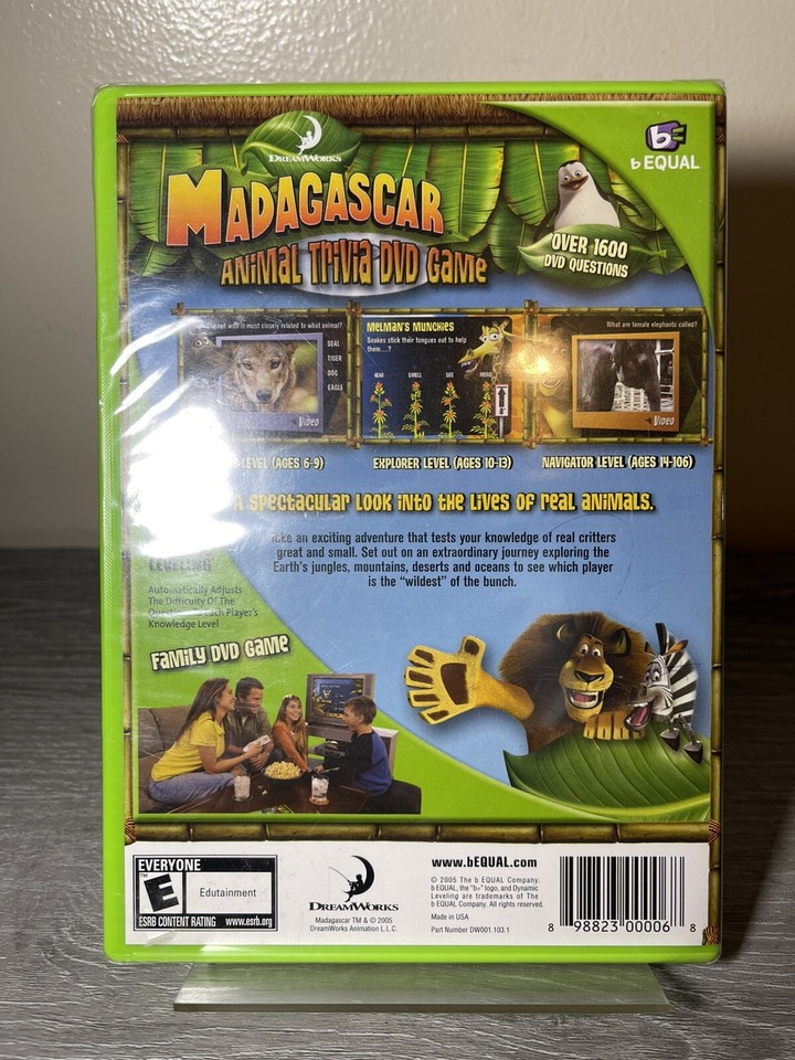 Dreamworks Madagascar Animal Trivia DVD Game 2005 Factory Sealed B