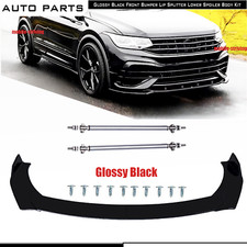 Front Bumper Lip Spoiler Splitter Bod Kit Strut Rod For Vw Tiguan Touareg