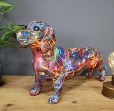 Dachshund Colourful Paint Splash Ornament, Dog Figurine