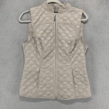 Eva Longoria Vest Womens Small Beige Outdoors Full Zip Lightweight Coat Puffer