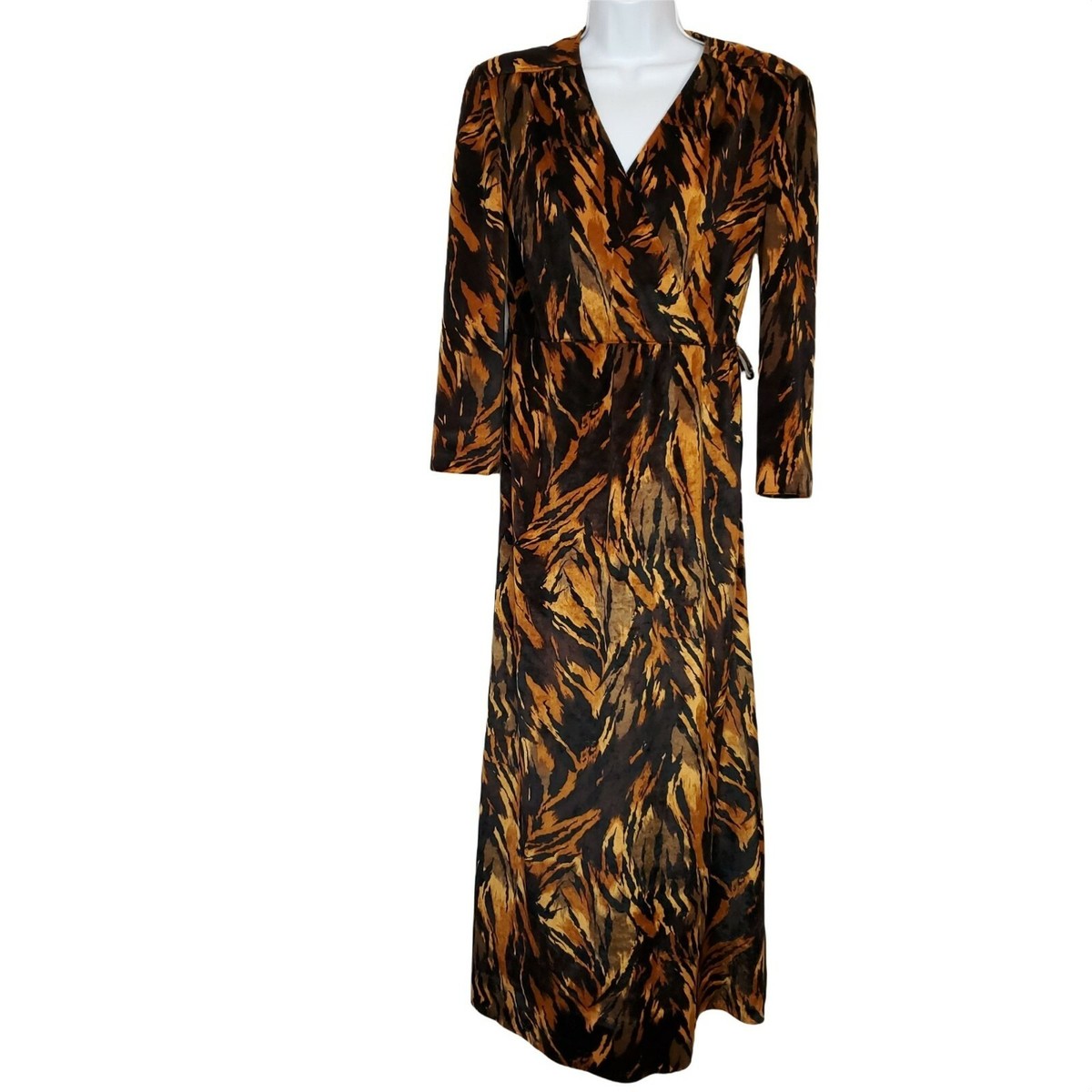 Vintage 70s Velour V Neck Dress M Tiger Animal Print Mob Wife Brown Black | eBay Vintage 70s Velour V Neck Dress M Tiger Animal Print Mob Wife Brown Black | eBay