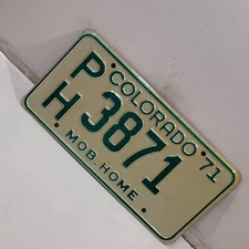 1971 Colorado Mobile Home Expired License Plate PH-3871 Man cave BAR