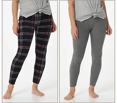 Cuddl Duds Fleecewear Stretch Leggings Pack of Chrcl H/Plaid,XS