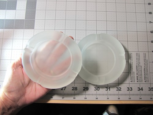 Set of Two Vintage White/Clear Frosted Glass Ashtrays - Picture 3 of 7