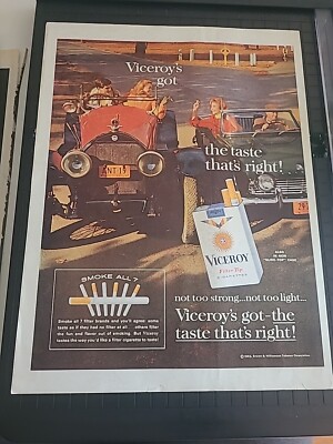 Viceroy Filter Tip Cigarettes Print Ad 1963 14x10