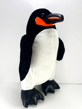 Penguin Black White Orange Plush Stuffed Animal 12" Faux Leather Beak Feet