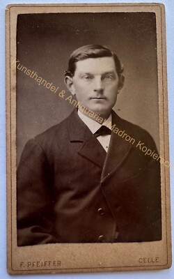 orig. CDV Foto Fotografie Bild alt Herr Mann Mode um 1880 Celle Pfeiffer