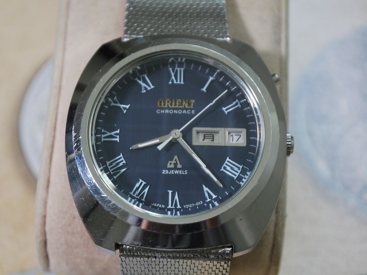 Nice Japan ORIENT Y2127 Chrono ACE 23J Automatic Men's Watch w/Date  /Day