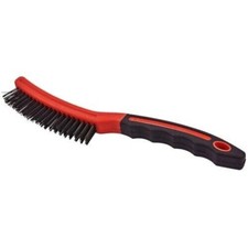STEEL WIRE BRUSH SOFT GRIP LONG HANDLE HAND TOOL HEAVY DUTY CLEANING 3 ROWS