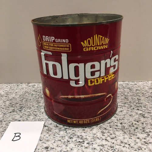 Vintage Folger's Coffee 3lb Can Mountain Grown Cup & Saucer Drip Grind