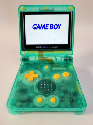 Aqua Green Translucent Game Boy Advance SP w/ IPS v4