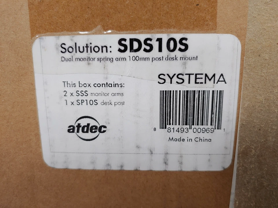 ATDEC Systema SDS10S Dual Monitor Spring Arm 100mm Post Dest Mount - Image 2 of 4