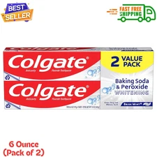 NEW Colgate Baking Soda and Peroxide Toothpaste, Teeth, 6 Oz Tube, 2 Pack....
