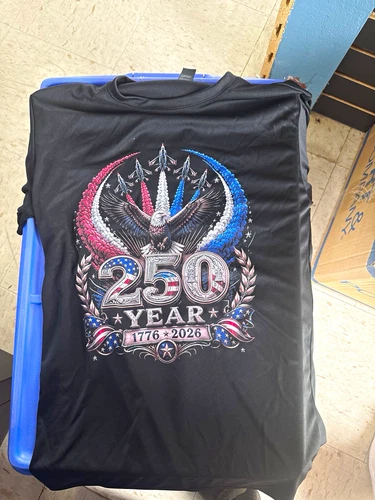 Men's Black Patriotic USA 250 Years 1776-2026 Eagle Tee XS - product listing photo