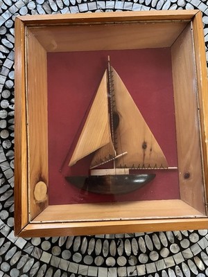 VTG Wooden Sailboat Shadow Box 15x13.2. Associated with the Maine State Prison