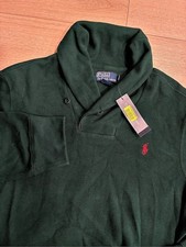 NWT Polo Ralph Lauren Men s Fisherman Shawl Collar Green Sweater Size L