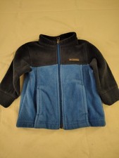 Columbia Boys Colorblock Fleece Jacket Blue Black Full Zip Pockets Outdoor