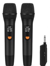 Wireless Microphones, UHF Metal Rechargeable Cordless Dynamic Mic System with Au