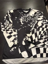 Vintage Y2K Fox Racing Checkered Abstract Motocross Grunge Sportswear Jersey XXL