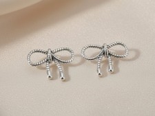 Sterling Silver Bow Stud Earrings – Dainty Ribbon Design, Minimalist Jewellery