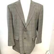Jos A Bank Sport Coat Men 46R Brown Glen Plaid Wool 2 Button Blazer Jacket Work