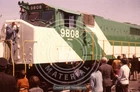 ORIGINAL SLIDE GO TRANSIT GP40-2L # 9808 FIRST DAY GEORGETOWN, ON 1974