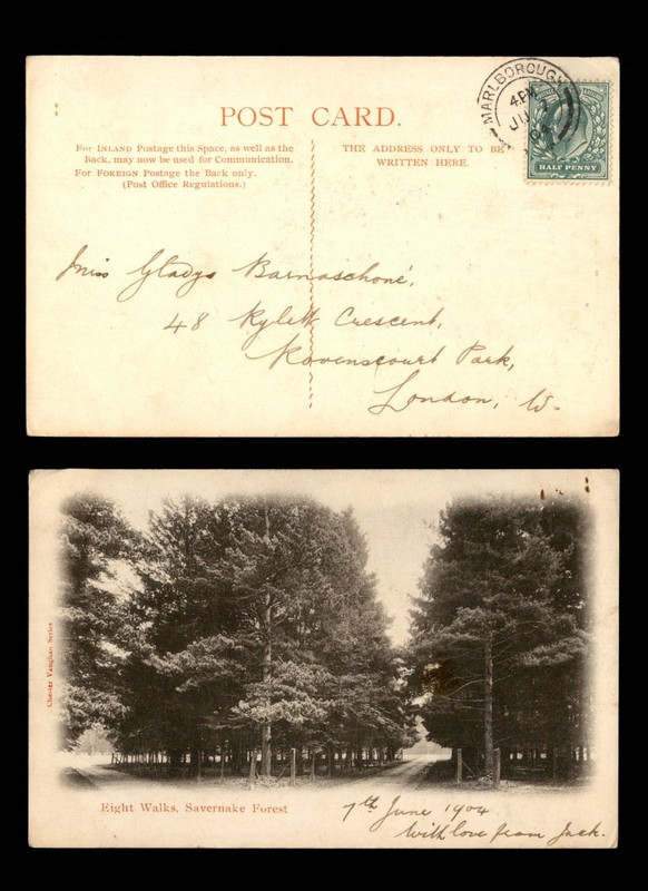 Mayfairstamps England 1904 Marlborough to London Savernake Forest Eight Walks Po