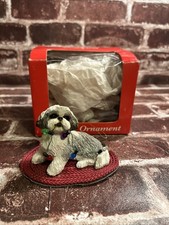 Sandicast Shih Tzu Dog Sculpture Christmas Ornament With Lights