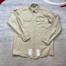 Bulwark FR Button Shirt Large Beige Tan CAT 2 2112 Flame Resistant Outdoors ARC