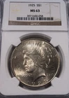 1925 Peace Silver dollar -- NGC MS63