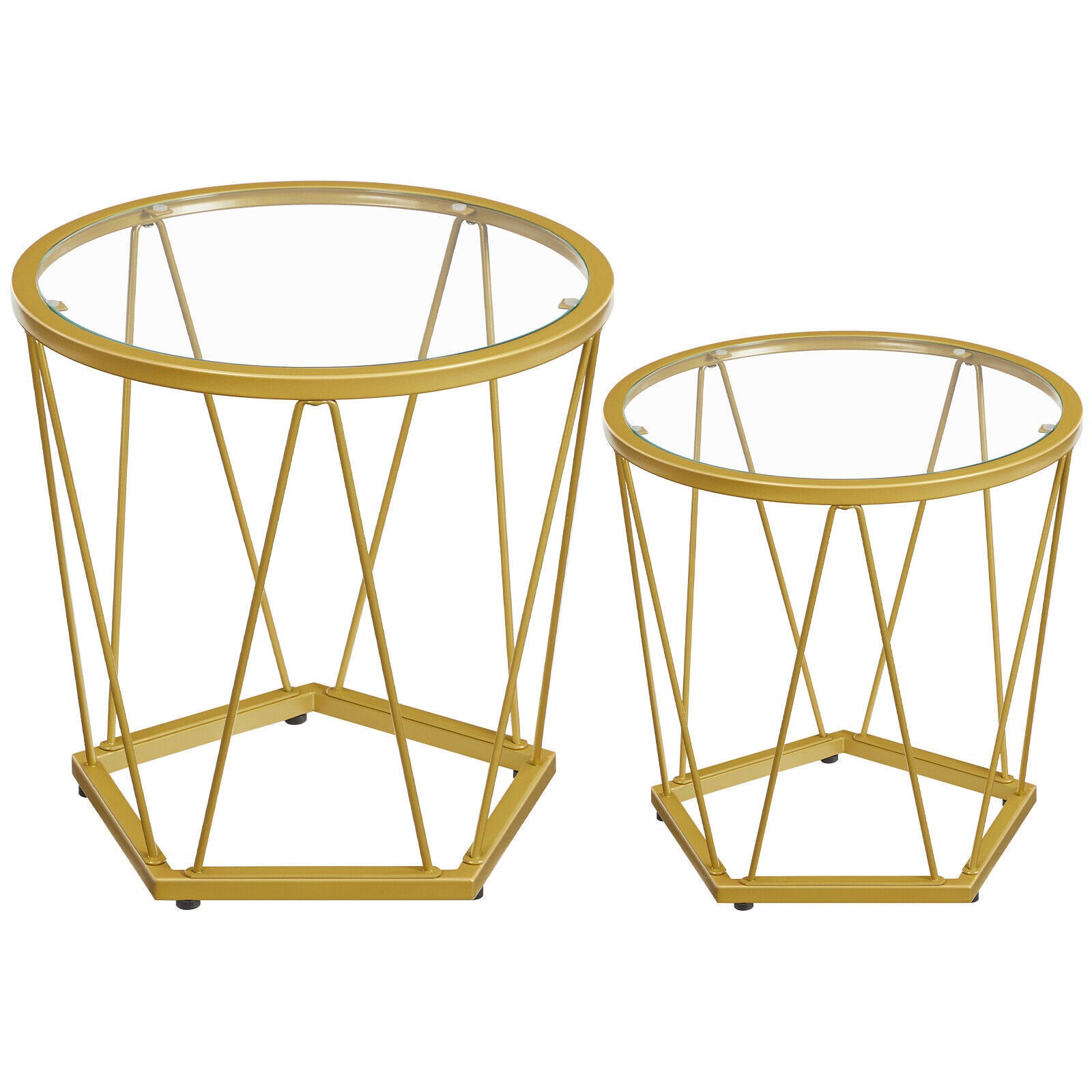 HOOBRO Coffee Table Set of 2 End Table with Metal Frame Black Side Table