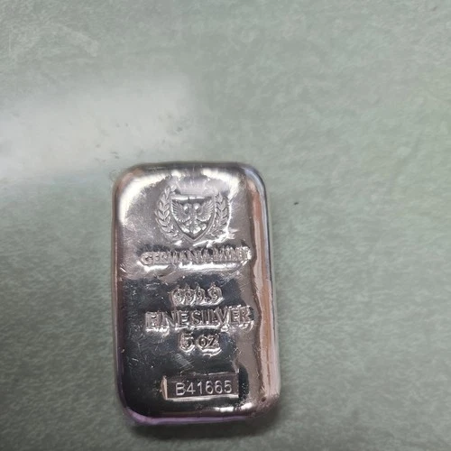 Germania Mint 5 Oz Cast Silver Bar .9999 Fine Silver Serialized w/ & Hologram!
