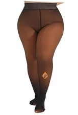  Fleece Lined Tights Women Plus Size, Fake Translucent Large-X-Large Caramel