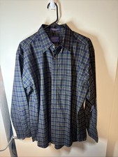 Pendleton Sir Pendleton 100% Virgin Wool Plaid Blue Button Up Shirt Mens Large