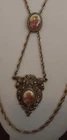 VTG Long Strand Courting Cameo  Costume Jewelry Necklace Gold Tone Chain/Setting