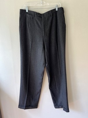 Kiton Men's 100% Cashmere Black & Gray Nailhead Flat Front Trouser Pants 34x32