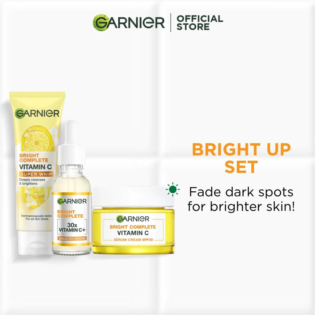 Garnier Brightening Set - Whip Foam (100ml) + Vitamin C Booster+Day Cream (50ml)