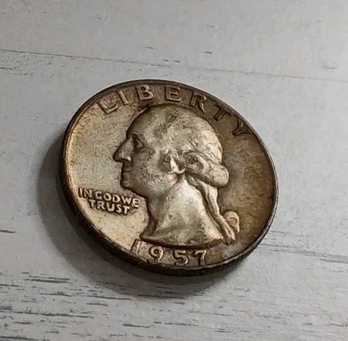 1957-D XF Toned 90% Silver Washington Quarter  ~ Free Shipping! #3