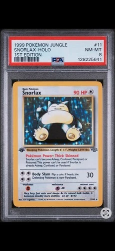 1999 Pokemon Jungle Snorlax Holo 1st Edition #11 PSA 8 NM Mint