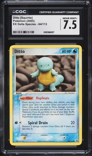 2005 Pokemon EX Delta Species Ditto Squirtle #64 CGC 7.5 NRMT+