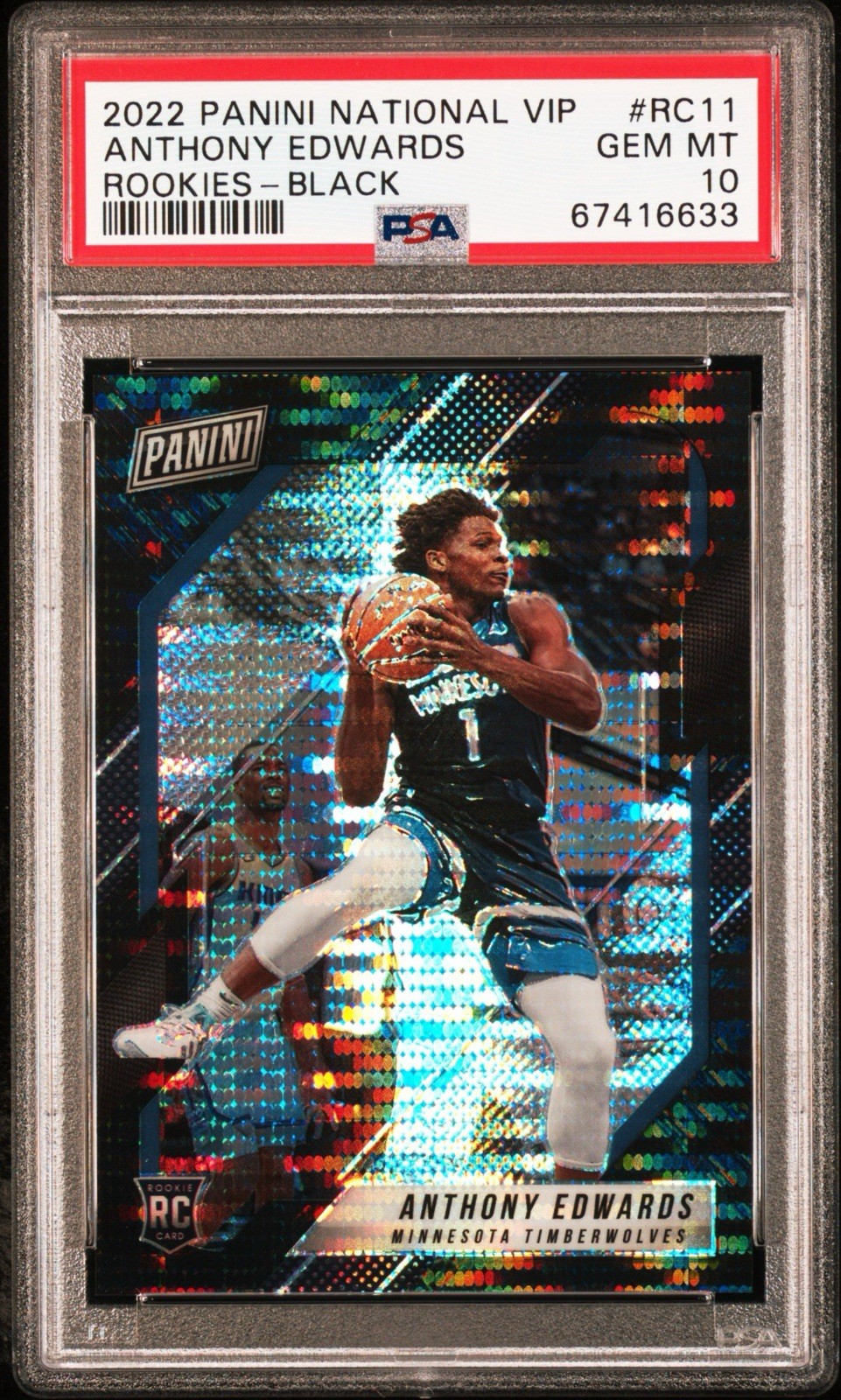 2022 PANINI NATIONAL VIP ANTHONY EDWARDS ROOKIES - BLACK #/5 PSA 10 GEM MINT view 1