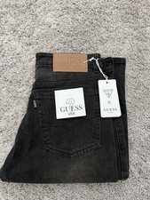 Guess Jeans Mens 32x30 Black Med Wash Regular Straight Button