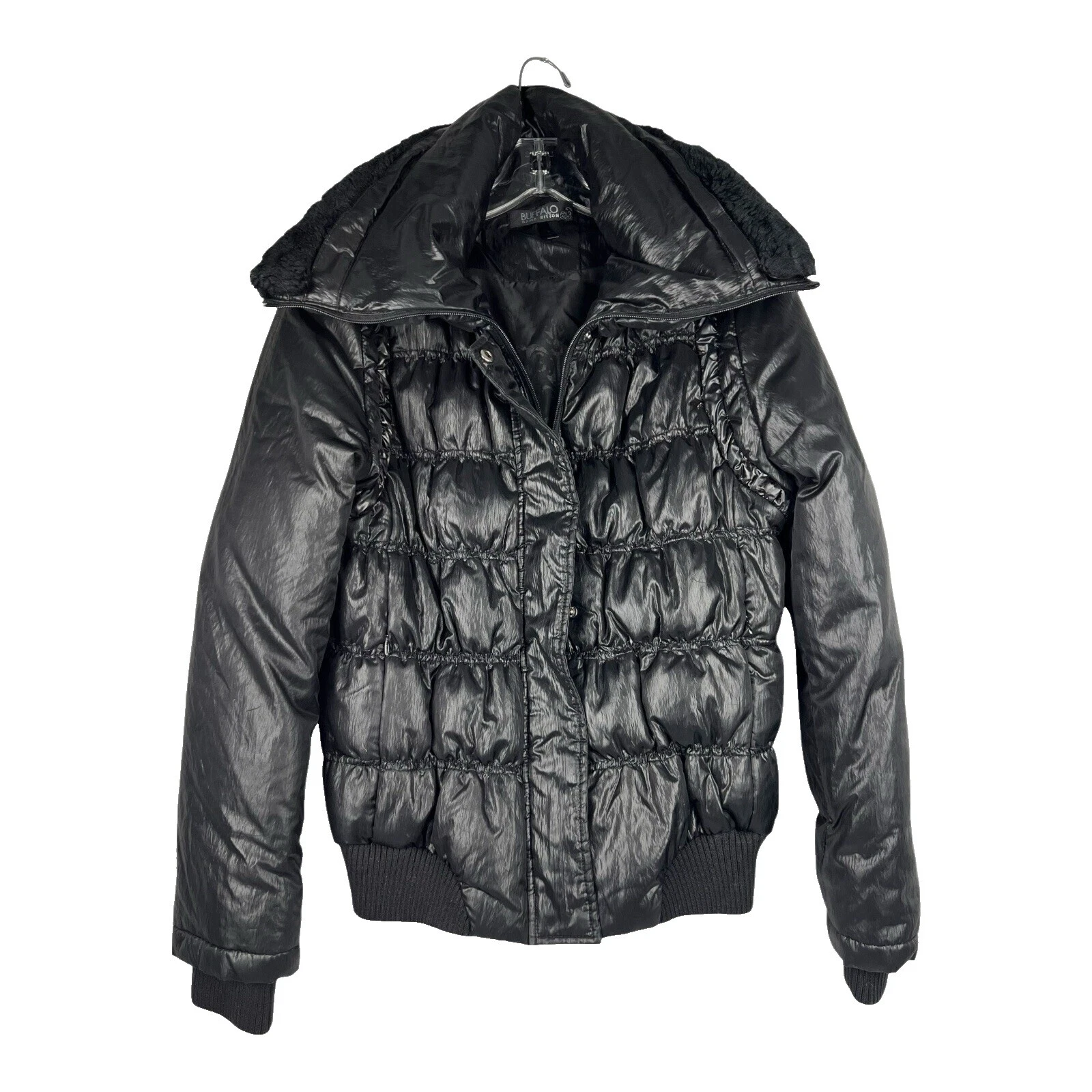 Buffalo negro sólido abrigos, chaquetas y chalecos para Mujeres