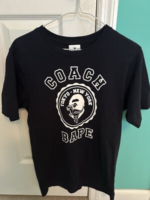 BAPE X Coach College Tee Navy Size Small Great Condition | eBay