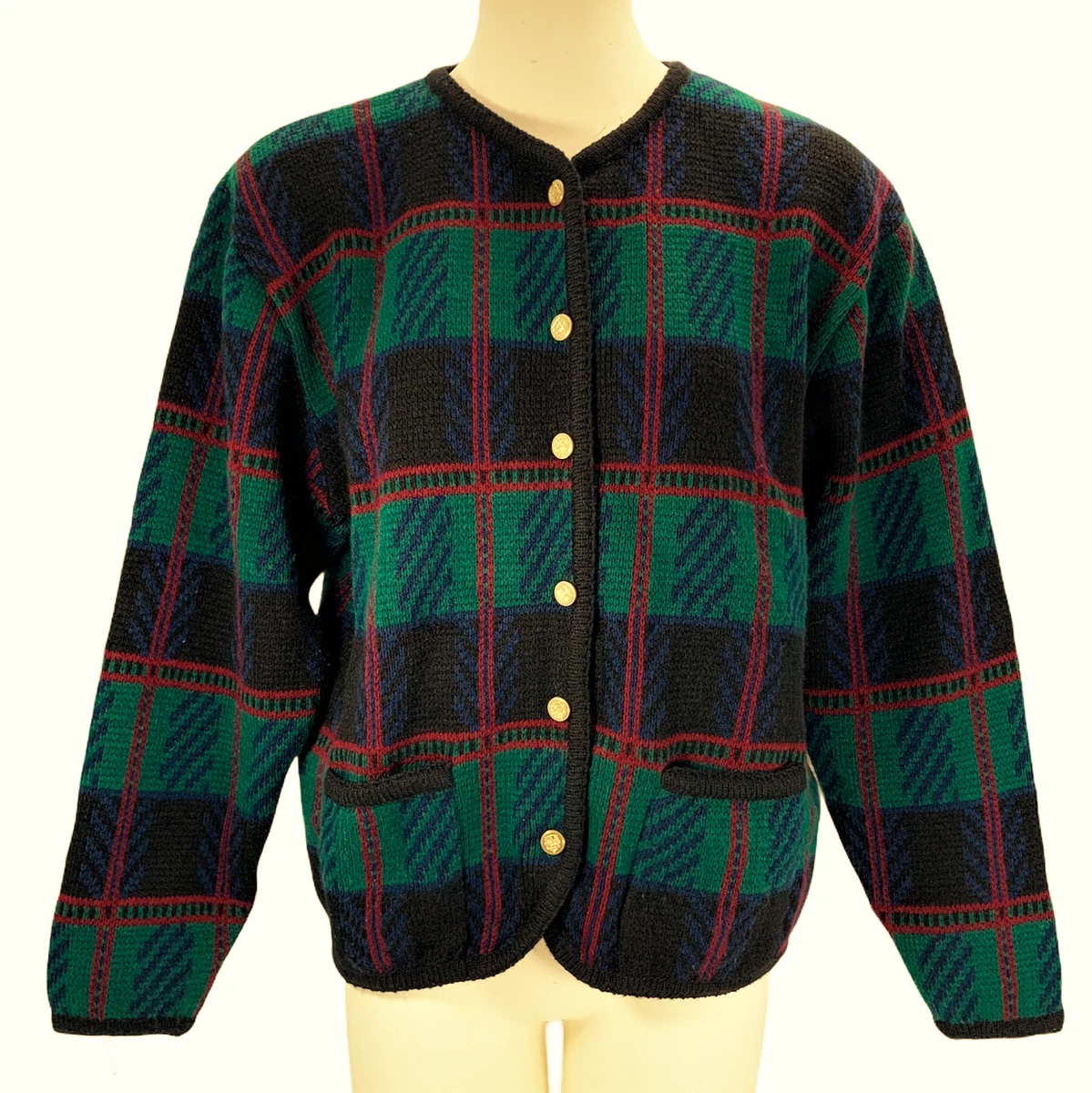 Plaid cardigan best sale sweater